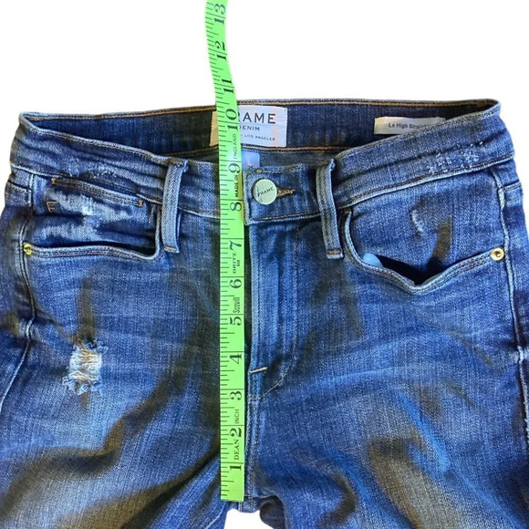 Frame Denim Le High Straight Carroll Distressed Staggered Raw Hem Jeans, Size 25 - Picture 9 of 15